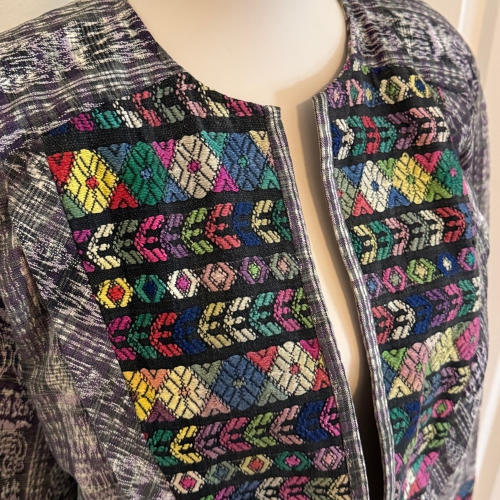 Vintage Bohemian Milagros Hand Loomed Clothing Blazer jacket XL - Picture 2 of 7